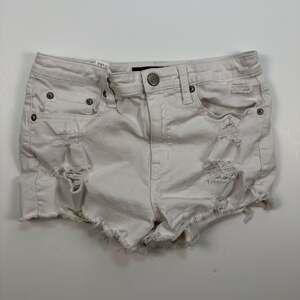 Aeropostale White Distressed High Rise Shorty Denim Shorts Size 8